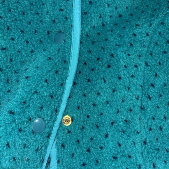 Vintage LL Bean Fleece Jacket Womens M Teal with Polka Dots Made in USA 90s - Picture 5 of 9